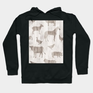 Farm Animals - Light Barn Wood Hoodie